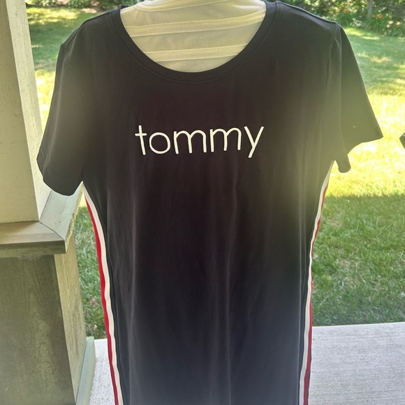 NWOT- Tommy Hilfiger Navy Short Sleeve Dress with Red/ White/blue down the sides - Picture 3 of 6